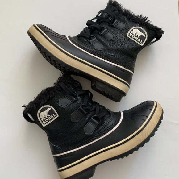 Sorel Tivoli Black White Winter Ankle Boots Fur 5 - Picture 2 of 7